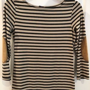 Gray/Beige Stripe Tunic with Elbow-patch Detail